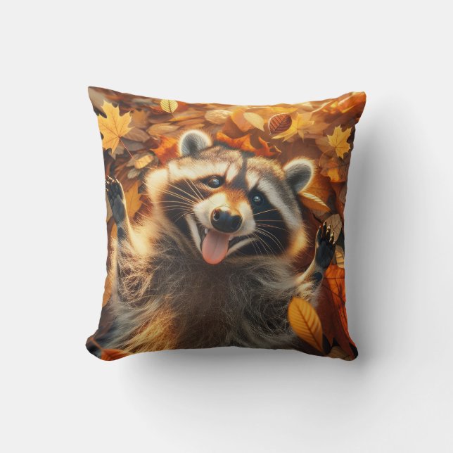 Silly Fall Racoon  Cushion (Front)