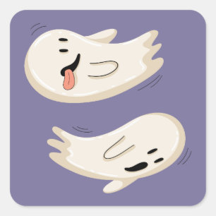 Silly Flying Ghosts Square Sticker