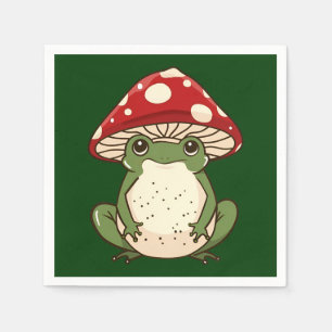 Silly frog fly agaric mushroom napkin