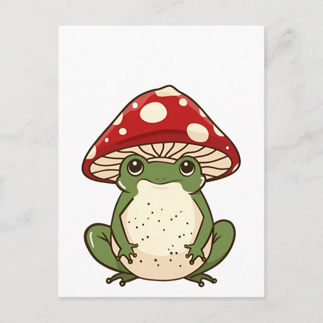 Silly frog fly agaric mushroom postcard (Front)