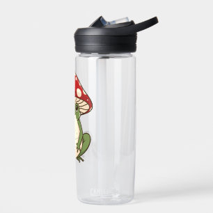 Silly frog fly agaric mushroom water bottle