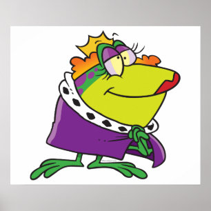 silly frog queen animal cartoon poster
