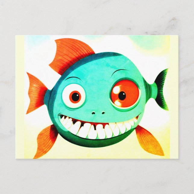 Silly Funny Cartoon Fish Postcard (Front)