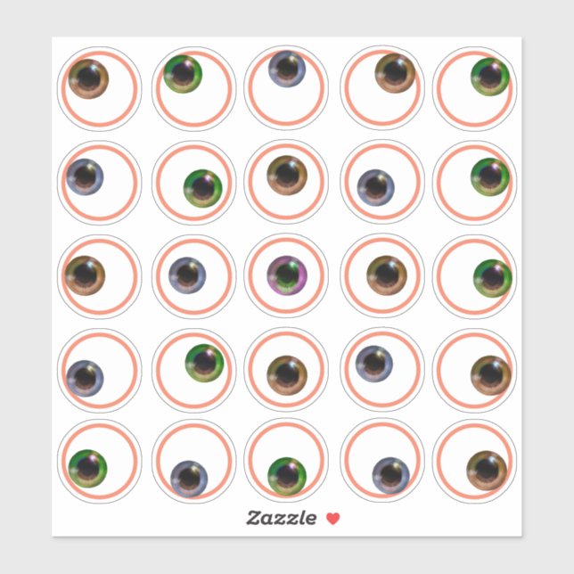 Silly Funny Cartoon Googly Eyeballs Sticker Set (Sheet)