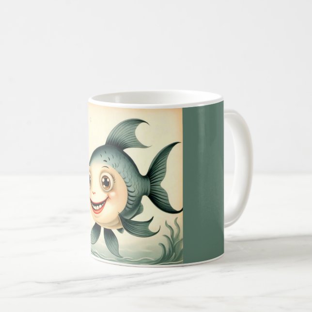 Silly Funny Fish Coffee Mug (Front Right)