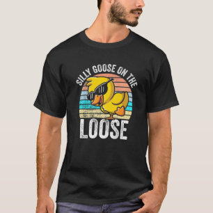 Silly Funny Goose On The Loose For Kids Boys Girls T-Shirt