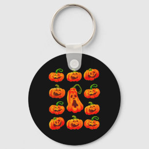 Silly Funny Halloween Pumpkin Faces Spooky Jack-o- Key Ring