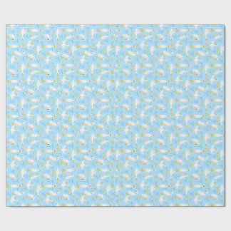 Silly Geese and Coquette Bows White on Light Blue Wrapping Paper