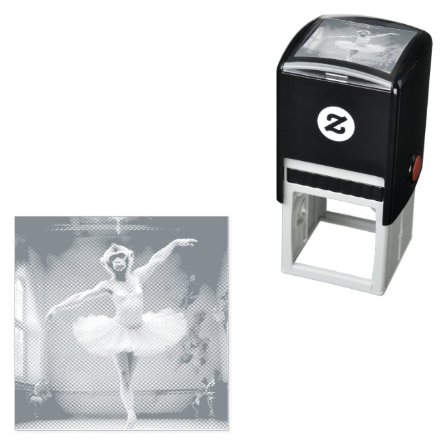 Silly Gibbon Ballerina Doing A Pirouette, Self-inking Stamp (In Situ)
