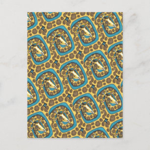 SILLY GIRAFFE LONG NECK AND SPOTS, FUNNY FOLK ART POSTCARD