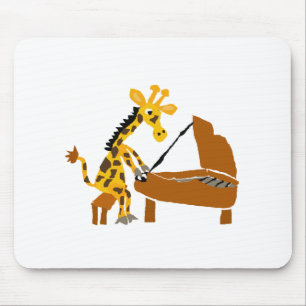 Silly Giraffe Playing the Piano Mouse Mat