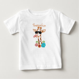Silly Giraffe Sunglasses Funny Face Sarcastic Baby T-Shirt