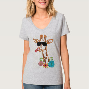 Silly Giraffe Sunglasses Funny Face Sarcastic T-Shirt