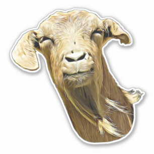 silly Goat Face Farm Animal Art