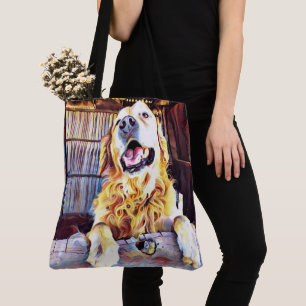 Silly Golden Retriever Photograph Tote Bag