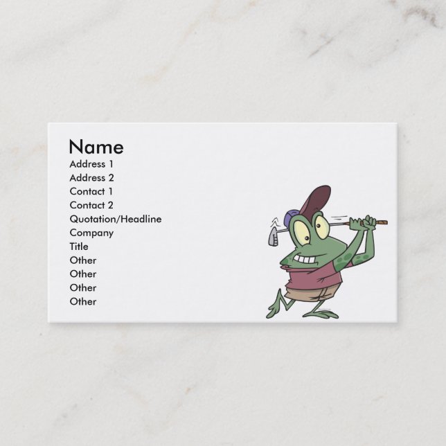 silly golfing golfer frog cartoon business card (Front)