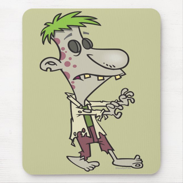 silly goofy zombie cartoon character mouse mat (Front)