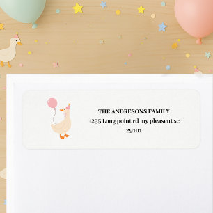 Silly Goose 1st Birthday Address Label   Colourful