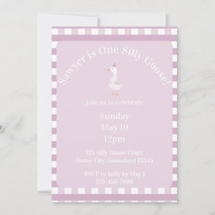 Silly Goose 1st Birthday Invitation (Pink)