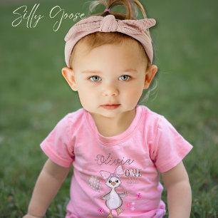 Silly Goose 1st Birthday Pink Bow T-Shirt