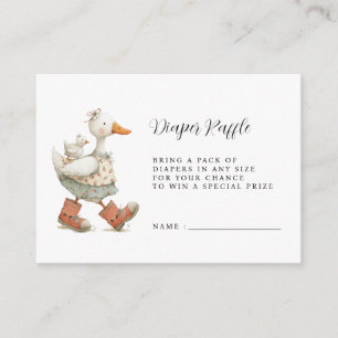 Silly Goose 2nd Baby Baby Shower Diaper Raffle Enclosure Card