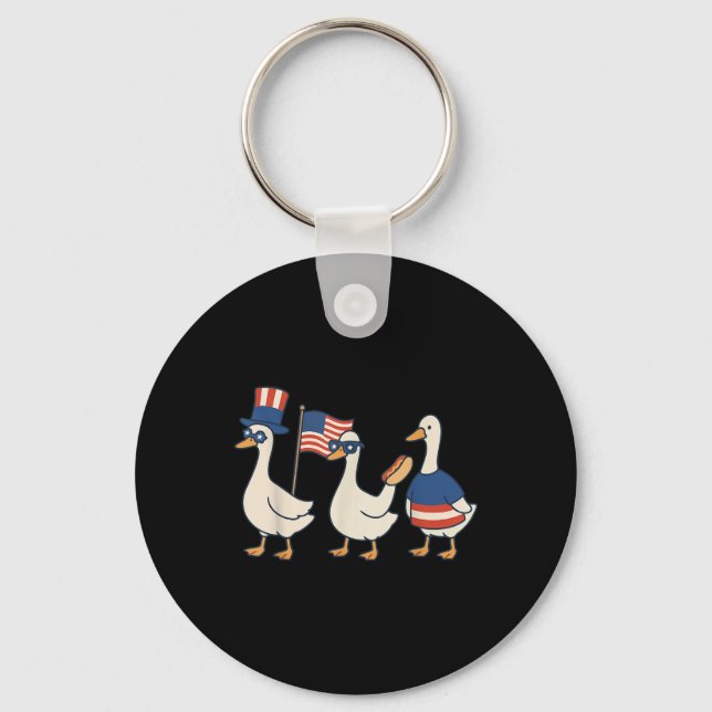 Silly Goose American Flag Funny Meme 4th Of July P Key Ring (Front)