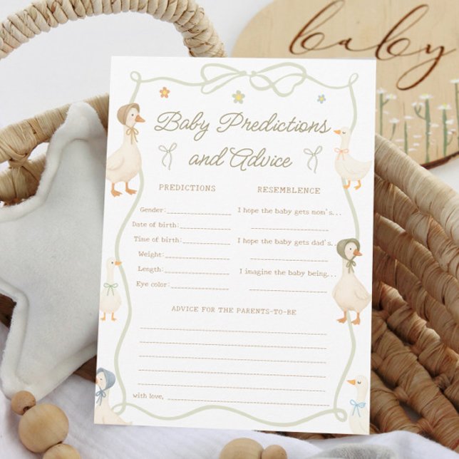 Silly Goose Baby Shower Baby Predictions Game Card (Creator Uploaded)