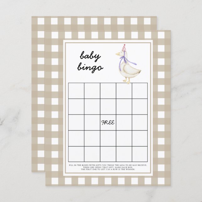 Silly goose - Baby shower bingo game (Front/Back)