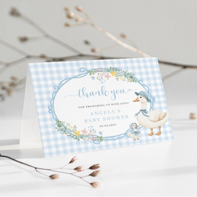 Silly Goose Baby Shower Blue Thank You Card (Creator Uploaded)