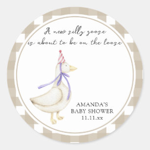 Silly Goose Baby Shower  Classic Round Sticker