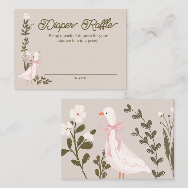 Silly Goose  Baby Shower Diaper Raffle Cards (Front/Back)
