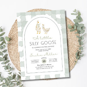 Silly Goose Baby Shower Gender Neutral Gingham Invitation