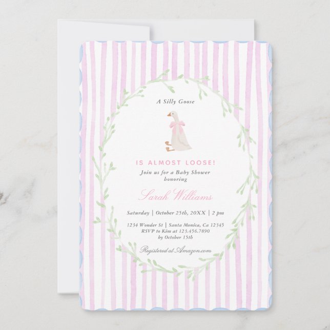 Silly Goose Baby Shower Girl Invitation (Front)