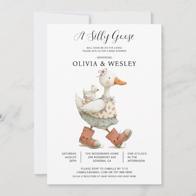 Silly Goose Baby Shower Invitation (Front)