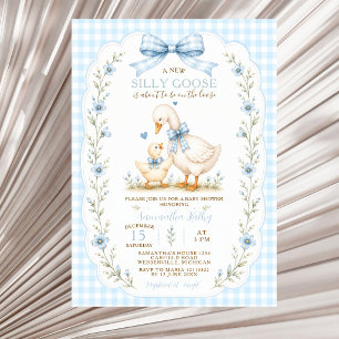 Silly Goose Baby Shower Invitation Boy Blue