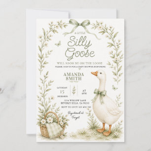 Silly Goose Baby Shower Invitation Sage Green