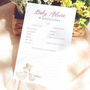 Silly Goose Baby Shower Predictions & Advice Game