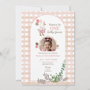 Silly Goose Birthday Any Age Brown Photo  Invitation