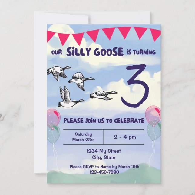 Silly Goose Birthday Invitation (Front)