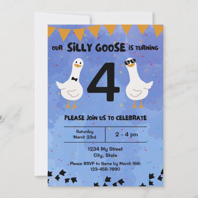 Silly Goose Birthday Invitation (Front)
