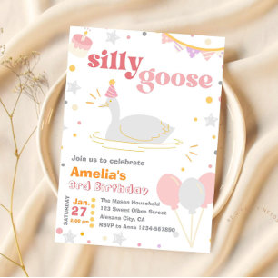 Silly Goose Birthday Invitation Pink Girls