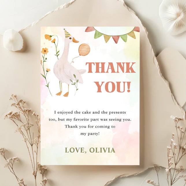 Silly Goose Birthday Party Thank You Card  (Creator Uploaded)