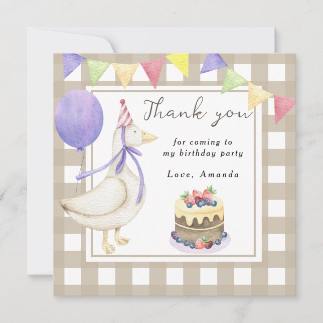 Silly Goose birthday party thank you Invitation (Front)
