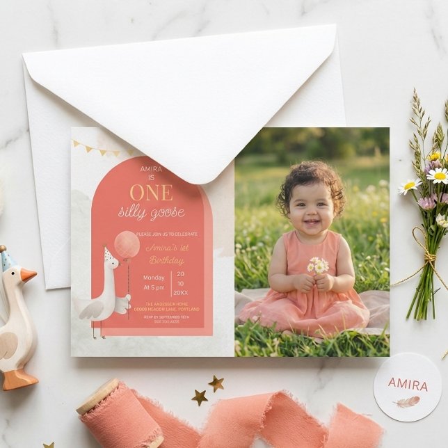 Silly Goose Birthday Photo Personalized invitation (Creator Uploaded)
