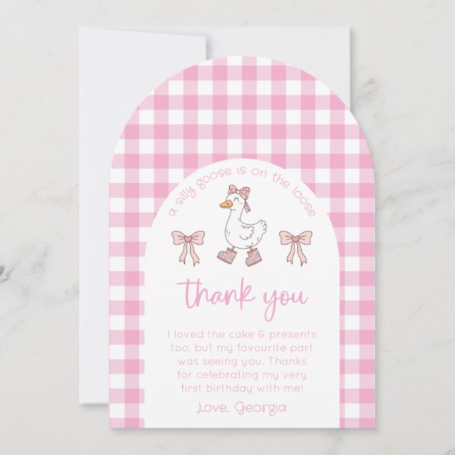 Silly Goose Birthday Photo Thank You Card (Front)