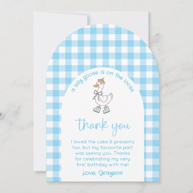 Silly Goose Birthday Photo Thank You Card (Front)