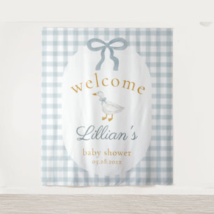 Silly Goose Blue Baby Shower Welcome Backdrop Tapestry