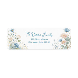Silly Goose Blue Botanical Return Address Label