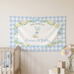 Silly Goose Blue Bow Birthday Banner