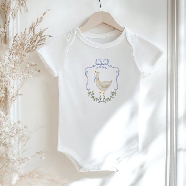 Silly Goose Blue bow Crest Baby shower Bodysuit (Creator Uploaded)